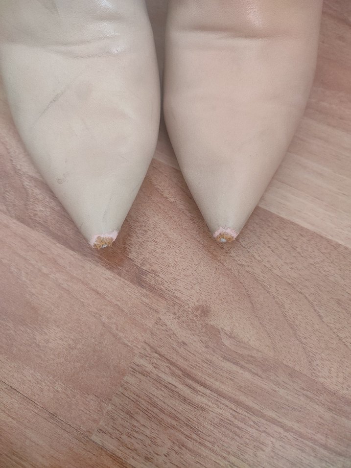 Bej Deri Stiletto bot - Görsel 4