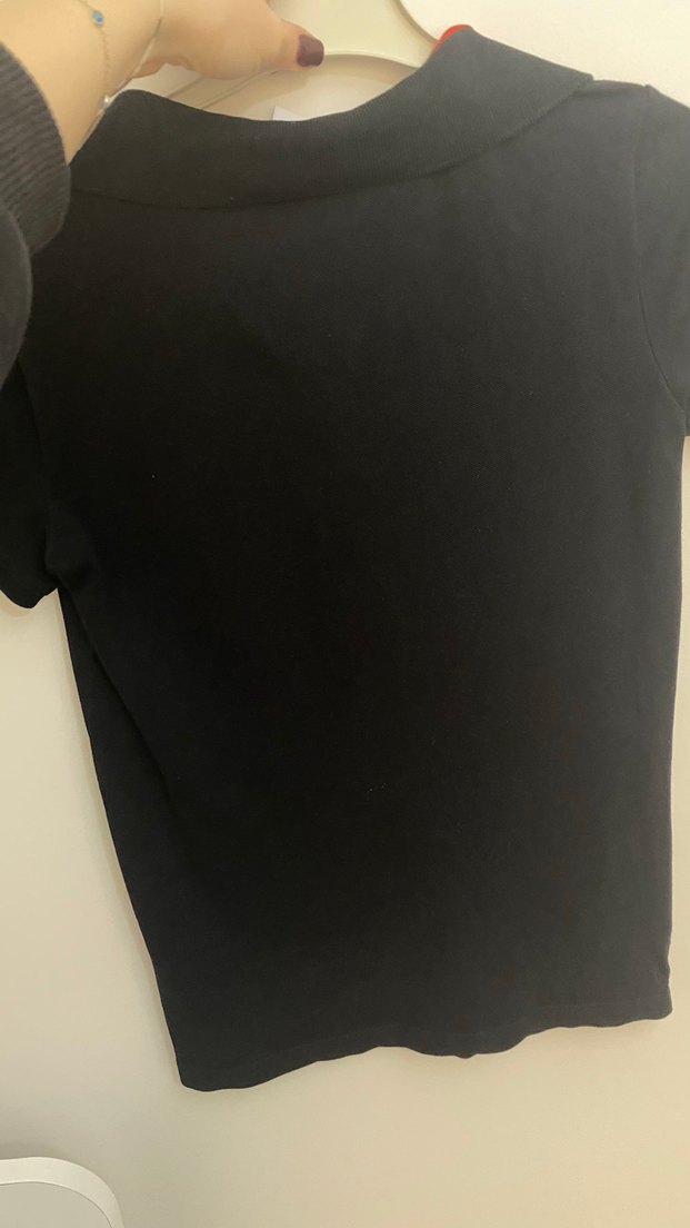 Düğmeli Siyah Polo Tişört - Görsel 3