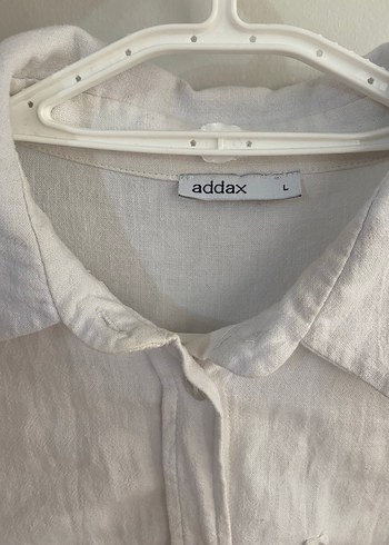 Kadın Beyaz Keten Kısa Kollu Gömlek - Görsel 3