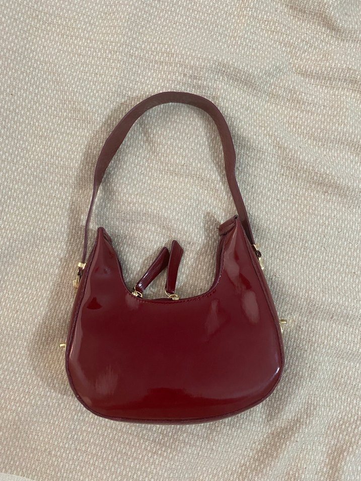 Bordo Deri Çanta - Görsel 3