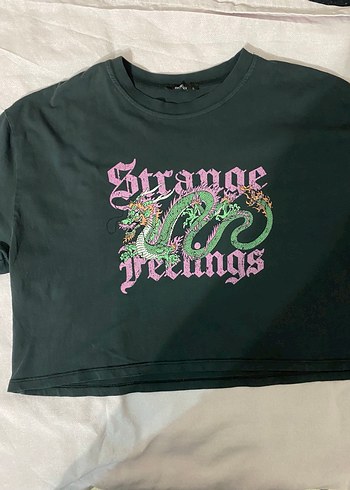 Yılan Baskılı Siyah Crop tshirt - Görsel 2