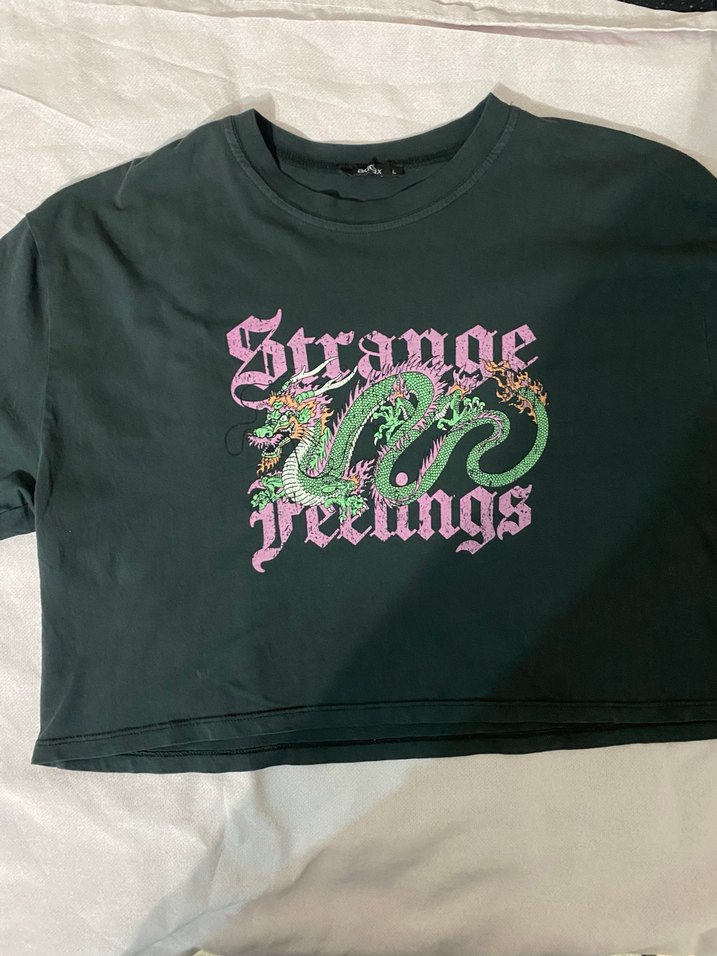 Yılan Baskılı Siyah Crop tshirt - Görsel 2