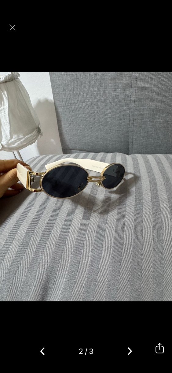 Bej Çerçeveli Minimalist Gri Güneş Gözlüğü - Görsel 2