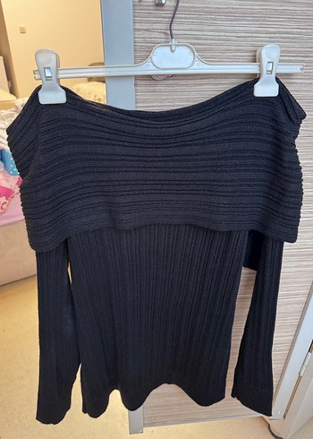 Siyah madonna yaka  Kadın Kazak - Görsel 2