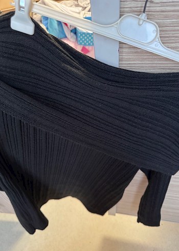 Siyah madonna yaka  Kadın Kazak - Görsel 3