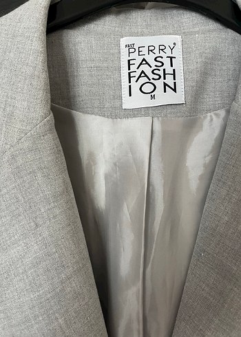 Gri Düğmeli Kadın Blazer Ceket - Görsel 2