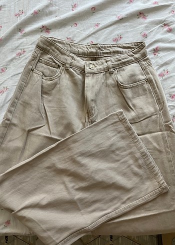 Bej Kadın Geniş Kesim Pantolon - Görsel 2