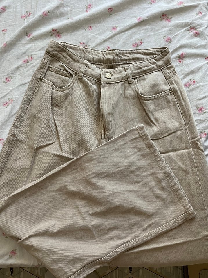 Bej Kadın Geniş Kesim Pantolon - Görsel 2