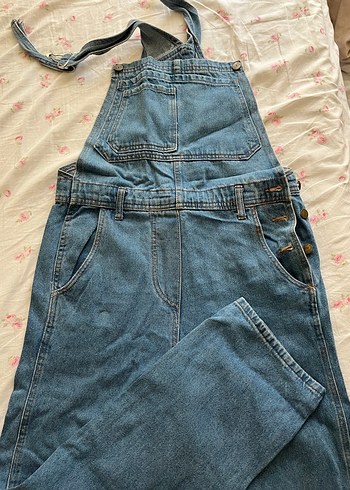 Kadın Mavi Denim Uzun Salopet lamelif - Görsel 2