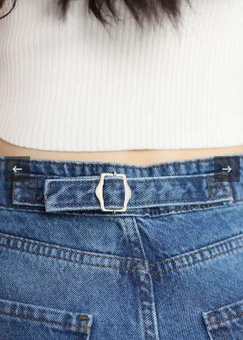 l Beden Kadın Mavi Bol Kesim Denim Pantolon