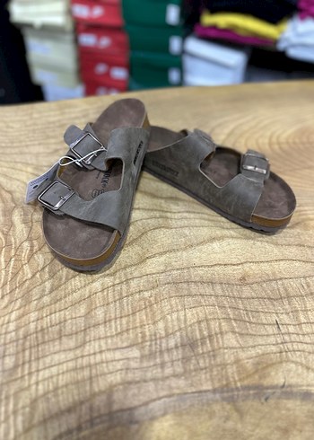 40 Beden Gri Süet Tokalı karışık birkenstocks Terlik