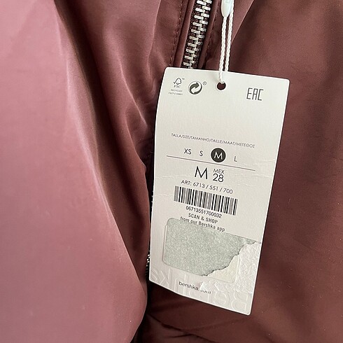 m Beden bordo Renk Bershka şişme mont