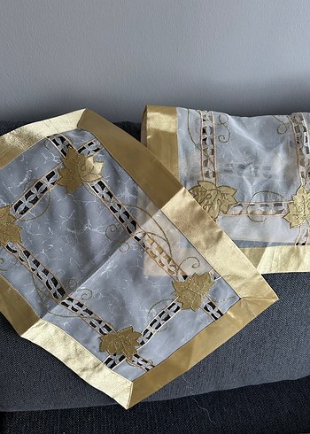 İşlemeli Beyaz Parlak Masa Örtüsü - Görsel 10