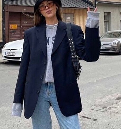 vintage lacivert ceket blazer