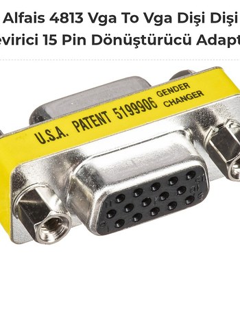 4813 Vga To Vga Dişi Dişi Çevirici 15 Pin Dönüştürücü Adaptör - Görsel 2