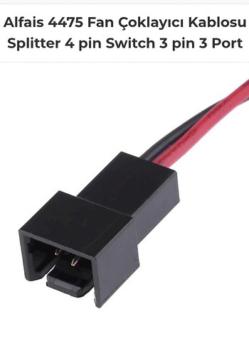 Fan Çoklayıcı Kablosu Splitter 4 pin Switch 3 pin 3 Port - Görsel 5