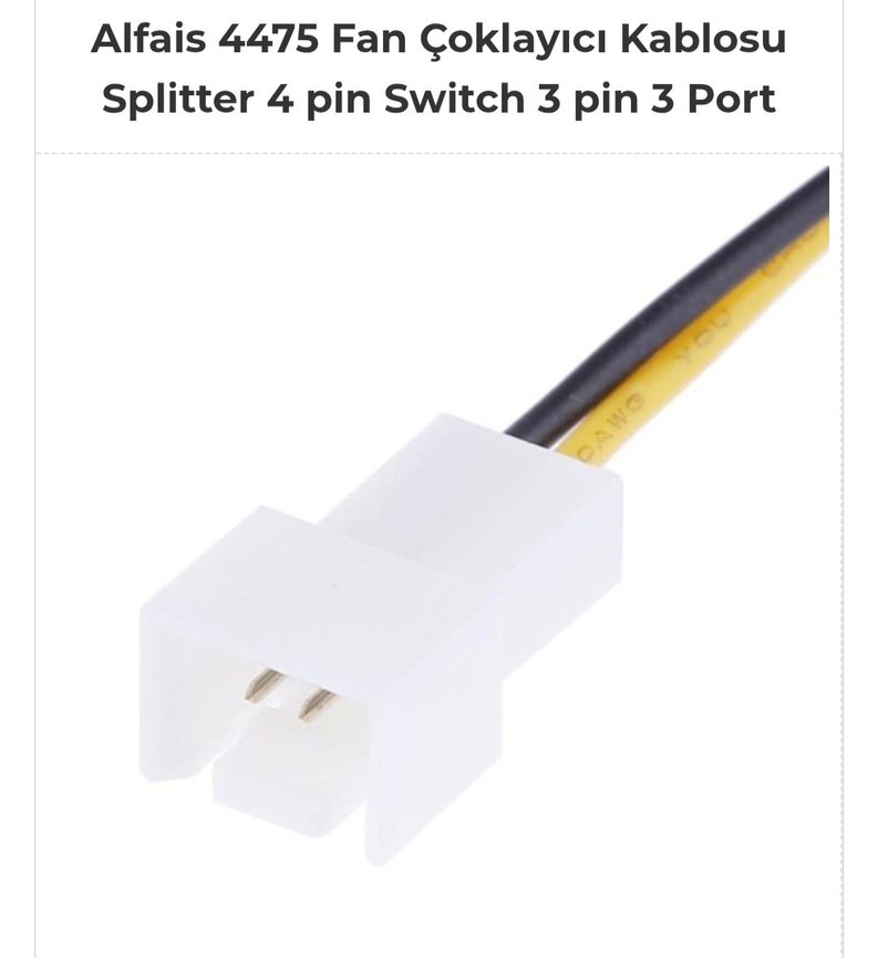 Fan Çoklayıcı Kablosu Splitter 4 pin Switch 3 pin 3 Port - Görsel 4