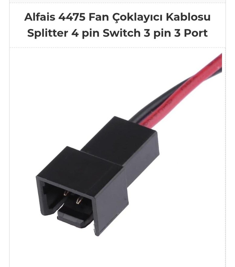 Fan Çoklayıcı Kablosu Splitter 4 pin Switch 3 pin 3 Port - Görsel 5