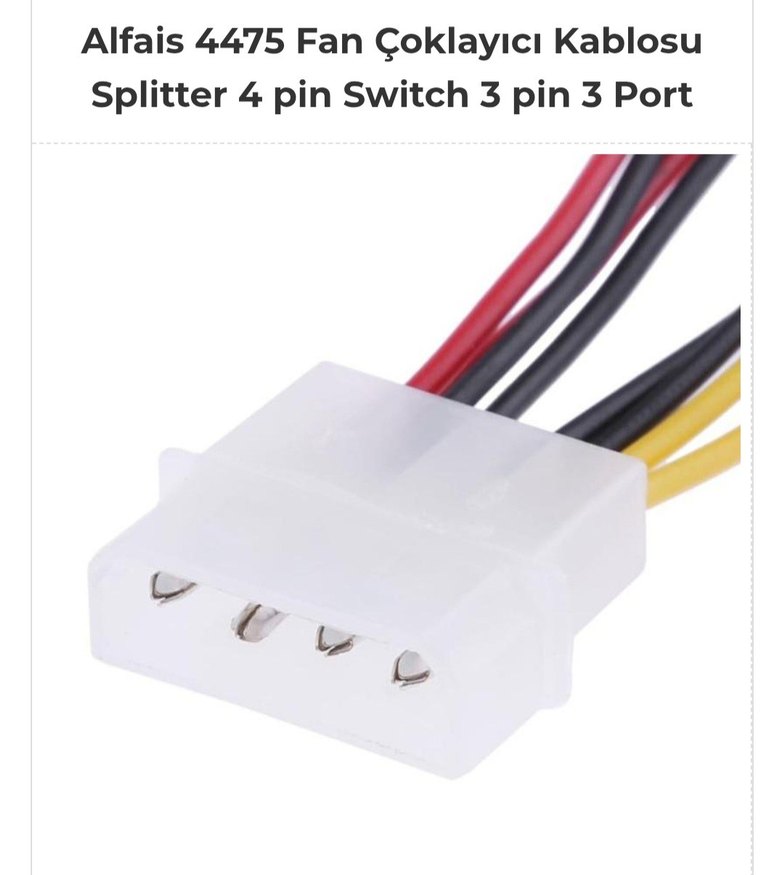 Fan Çoklayıcı Kablosu Splitter 4 pin Switch 3 pin 3 Port - Görsel 3