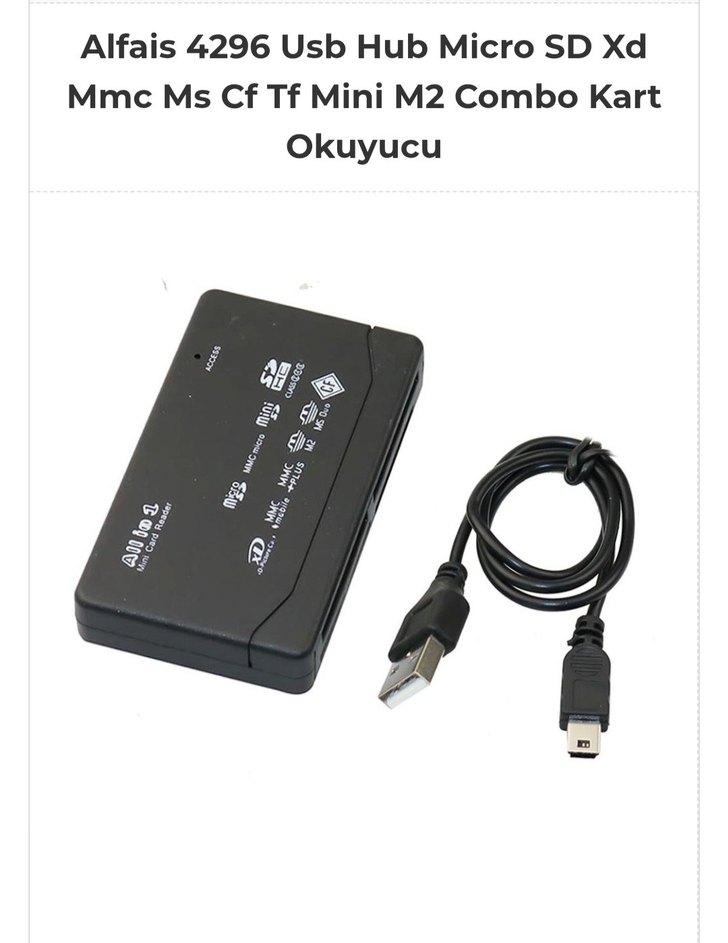 Usb Hub Micro SD Xd Mmc Ms Cf Tf Mini M2 Combo Kart Okuyucu - Görsel 2
