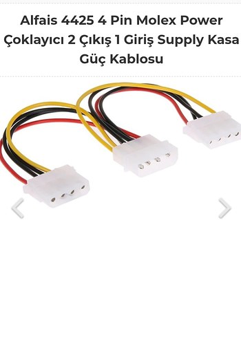 4 Pin Molex Power Çoklayıcı 2 Çıkış 1 Giriş Suppl Kasa Güç Kablo - Görsel 3