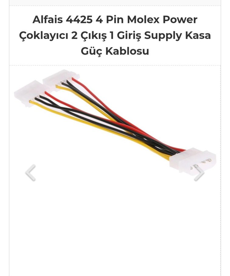4 Pin Molex Power Çoklayıcı 2 Çıkış 1 Giriş Suppl Kasa Güç Kablo - Görsel 4