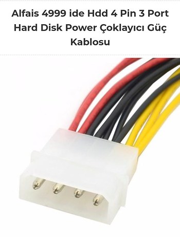 ide Hdd 4 Pin 3 Port Hard Disk Power Çoklayıcı Güç Kablosu - Görsel 3