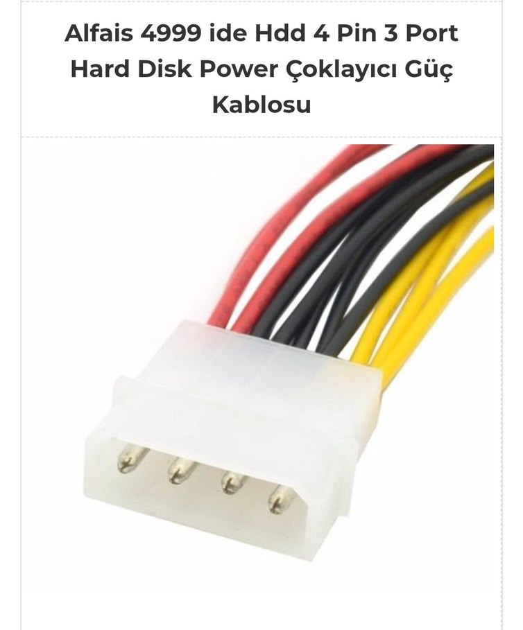 ide Hdd 4 Pin 3 Port Hard Disk Power Çoklayıcı Güç Kablosu - Görsel 3