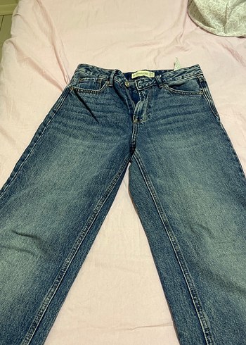 Düğmeli Mavi Kadın Denim Pantolon d92 stradivarius