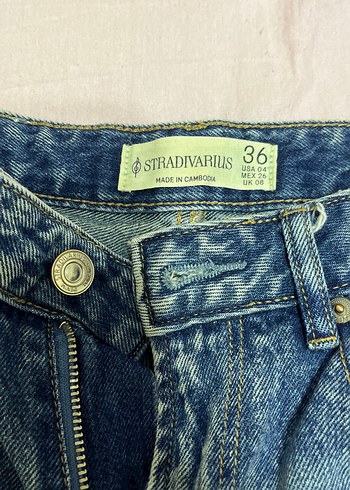 Stradivarius Düğmeli Mavi Kadın Denim Pantolon d92 stradivarius