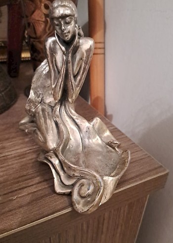 Parlak Gümüş Renkli Kadın Figürü (Mumluk ) dekor - Görsel 2