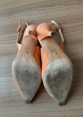 turuncu Süet Kadın Stiletto Topuklu Ayakkabı - Görsel 5