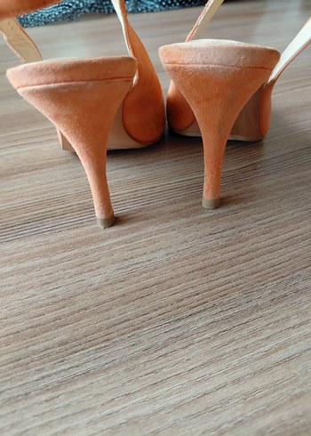 turuncu Süet Kadın Stiletto Topuklu Ayakkabı - Görsel 4