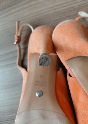 turuncu Süet Kadın Stiletto Topuklu Ayakkabı - Görsel 6