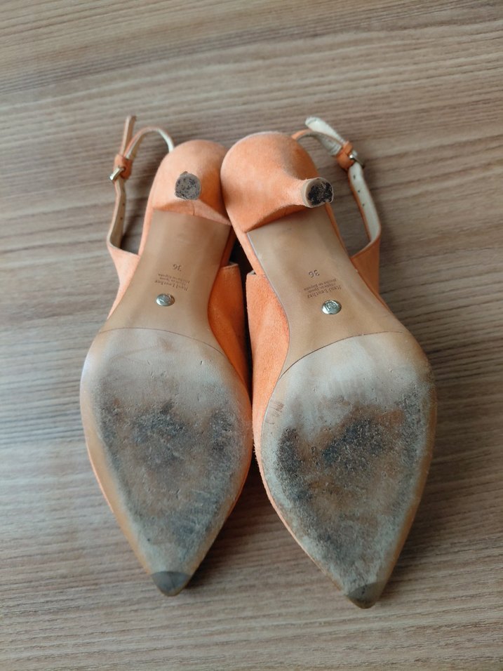 turuncu Süet Kadın Stiletto Topuklu Ayakkabı - Görsel 5