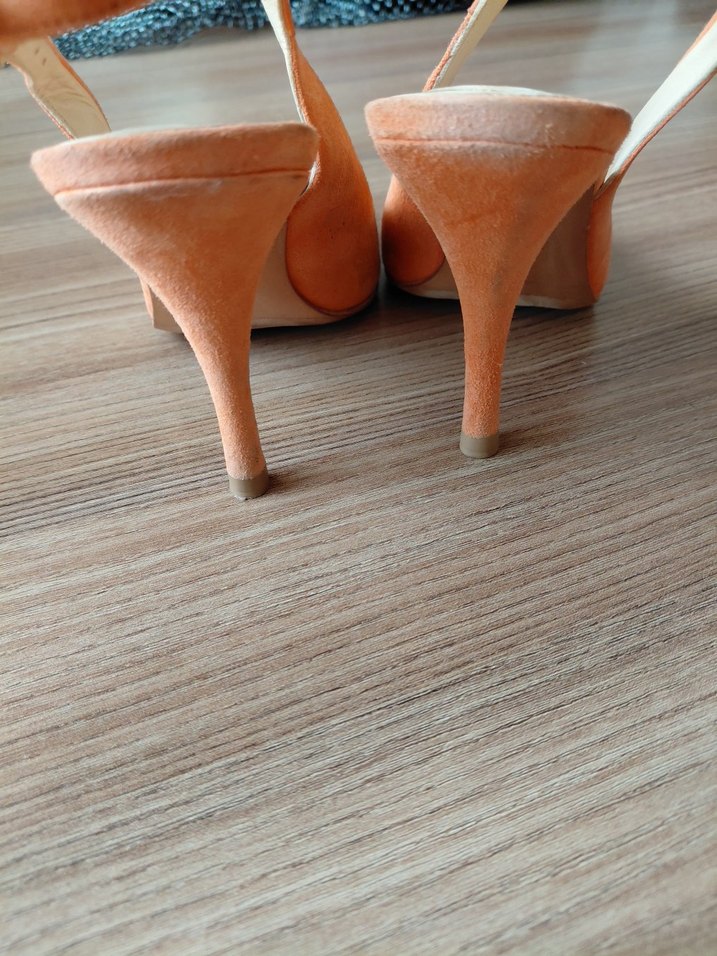 turuncu Süet Kadın Stiletto Topuklu Ayakkabı - Görsel 4