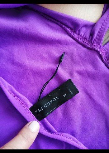 m Beden mor Renk Mor Strappy Kadın Mayo