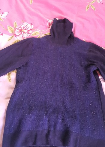 Kadın Mor Balıkçı Yaka Triko Kazak - Görsel 2