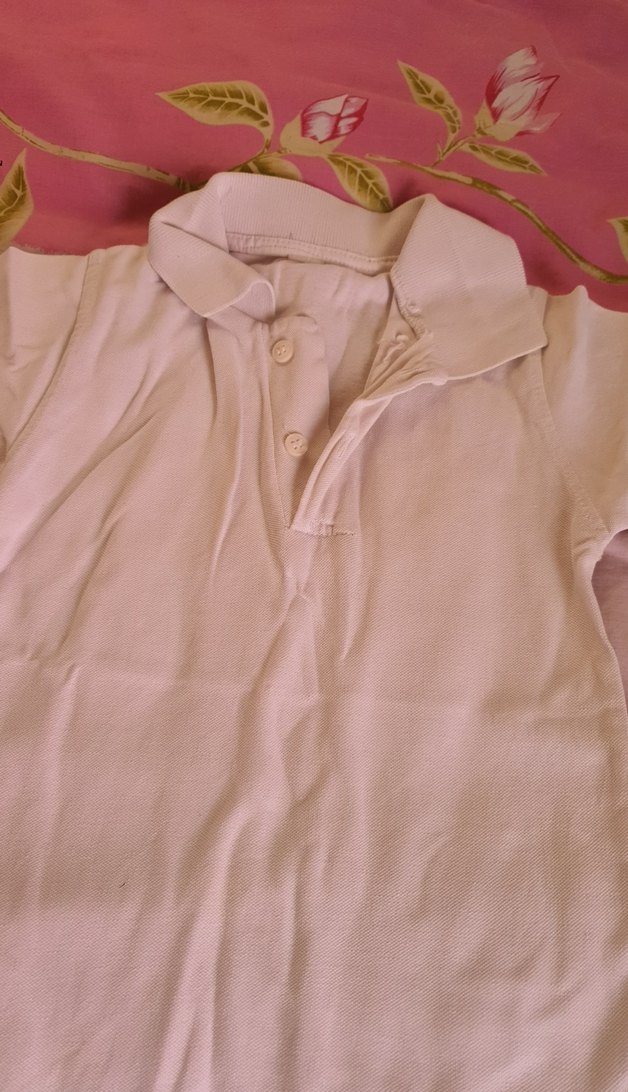 Kız Çocuk Beyaz Kısa Kollu Polo Yaka Tişört - Görsel 2