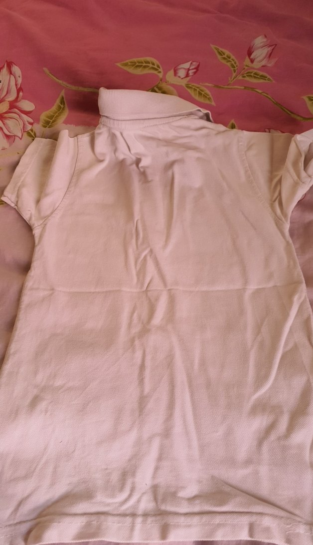 Kız Çocuk Beyaz Kısa Kollu Polo Yaka Tişört - Görsel 4