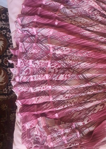 Pembe Pilili Straplez Bohem Uzun Kadın Elbise - Görsel 4