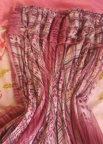 Pembe Pilili Straplez Bohem Uzun Kadın Elbise - Görsel 2