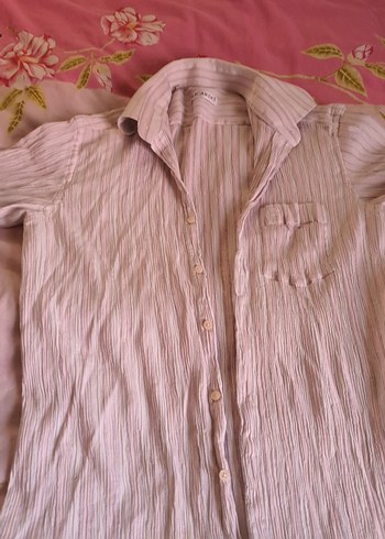 Düğmeli Keten Uzun Kollu Gömlek - Görsel 2