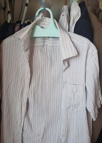 Düğmeli Keten Uzun Kollu Gömlek - Görsel 8