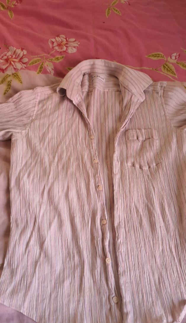 Düğmeli Keten Uzun Kollu Gömlek - Görsel 2