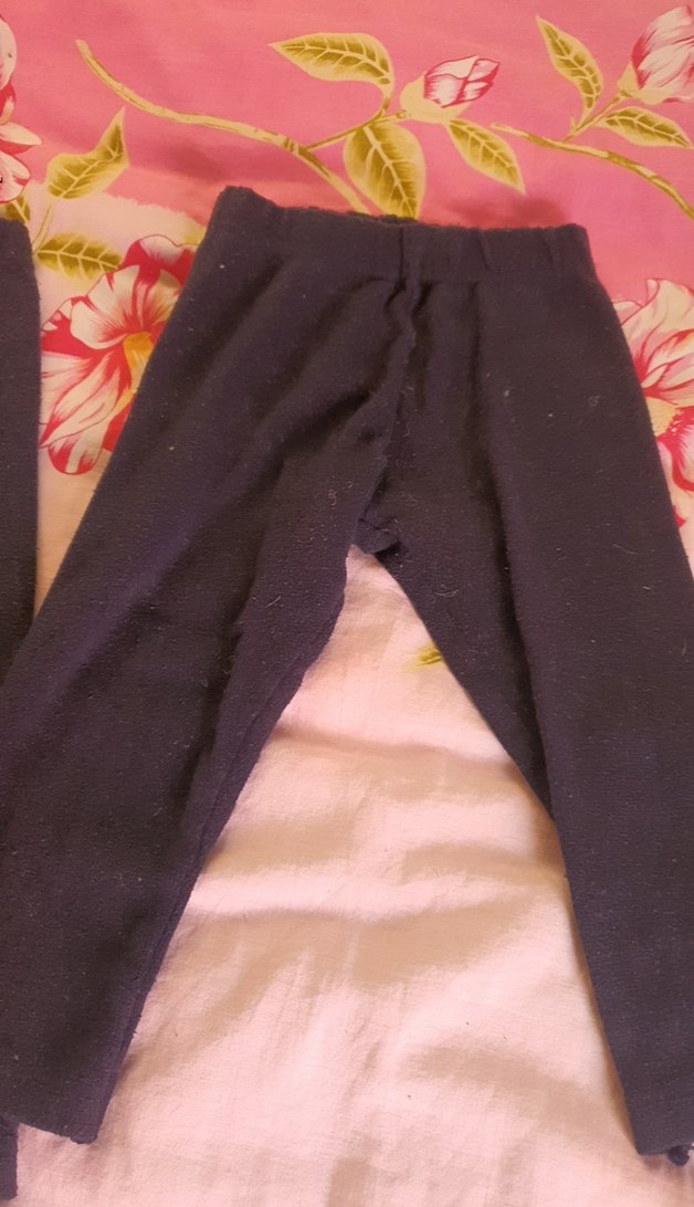 Kız Çocuk Siyah Sıkı Fit Kadife Tayt - Görsel 4