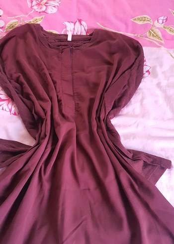 Bordo V Yakalı Salaş Hamile Tunik - Görsel 2