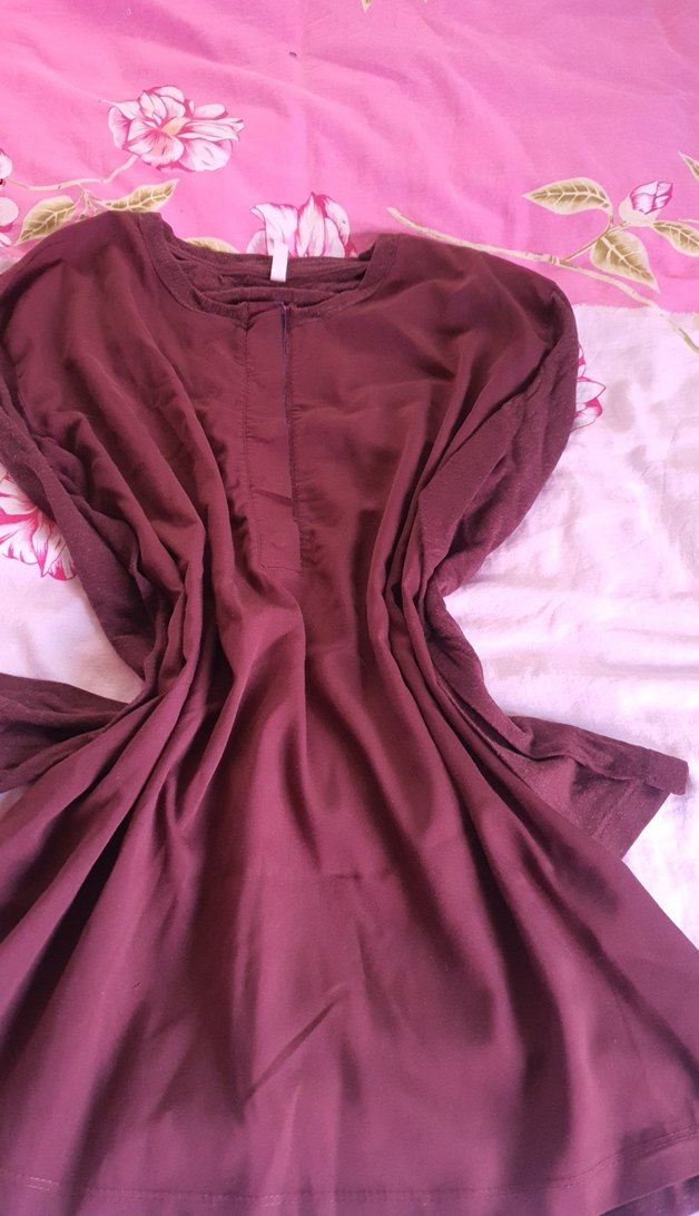 Bordo V Yakalı Salaş Hamile Tunik - Görsel 2