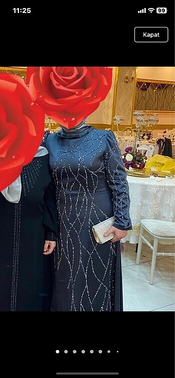 tesettür abiye elbise 48 46 mavi
