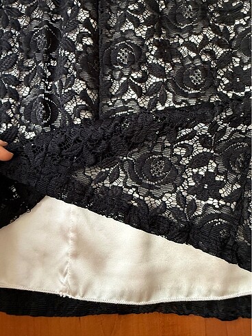 Abiye Siyah Dantelli Mini Elbise - Görsel 6